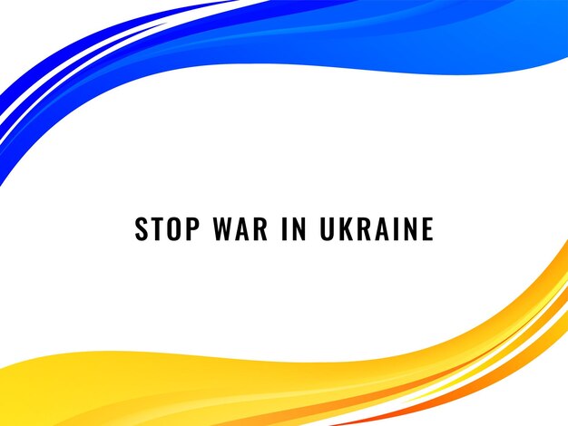 Stop war in Ukraine text wave style country flag design vector