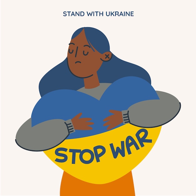 Free vector stop the war in ukraine with character