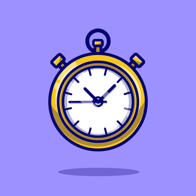 Stopwatch timer cartoon icon illustration.