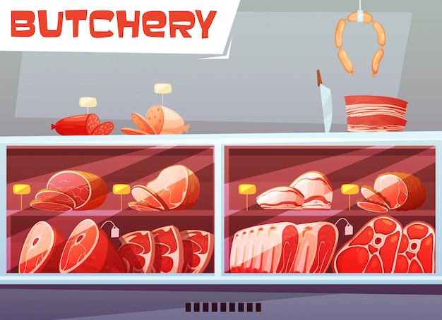 Storefront of butchery shop