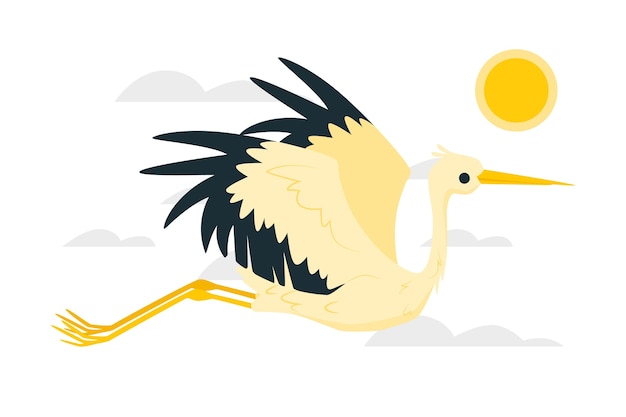 Free vector stork flying illustration concept