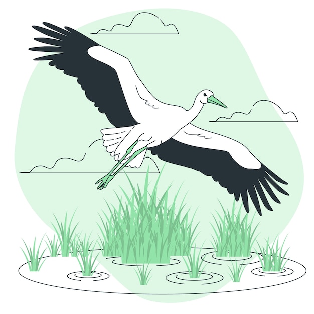 Free vector stork flying illustration concept