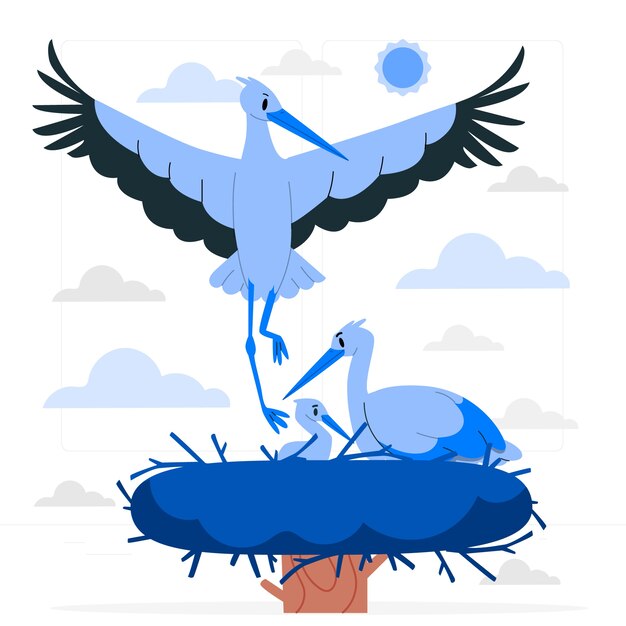 Stork nest concept illustration