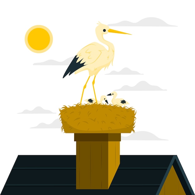 Free vector stork nest illustration concept