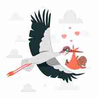 Free vector stork with baby boy concept illustration