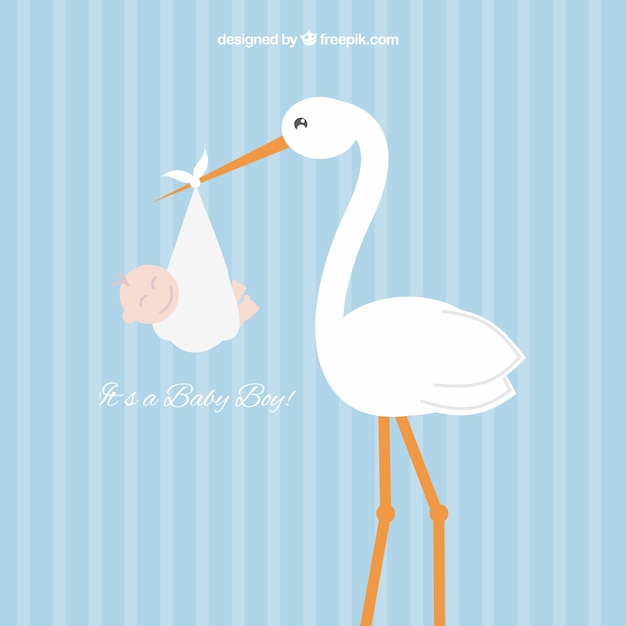 Stork with a baby boy