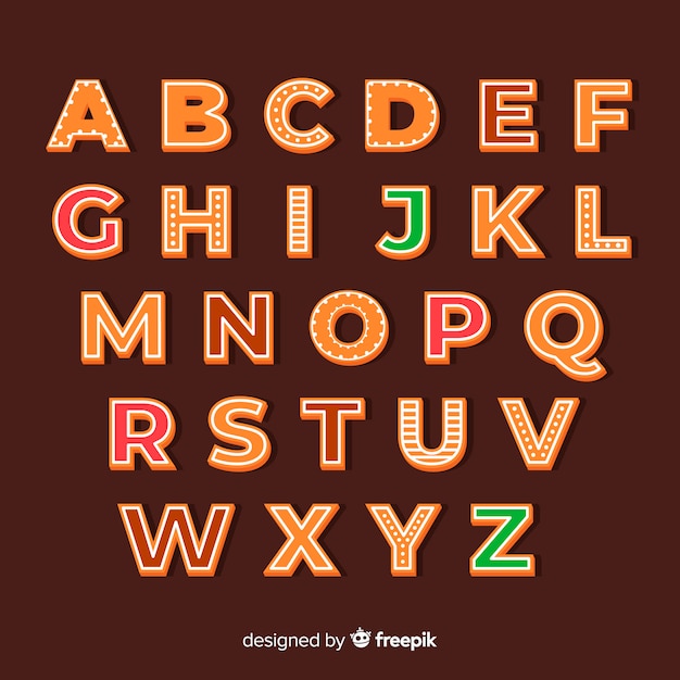 Free vector straight gingerbread alphabet