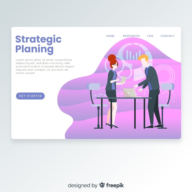 Free vector strategic planing landing page