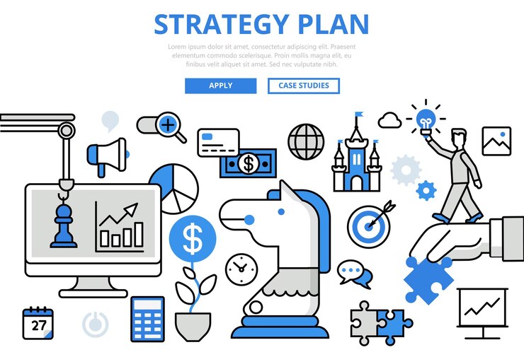 Free Vector strategy plan strategic planning business concept flat line art  icons.