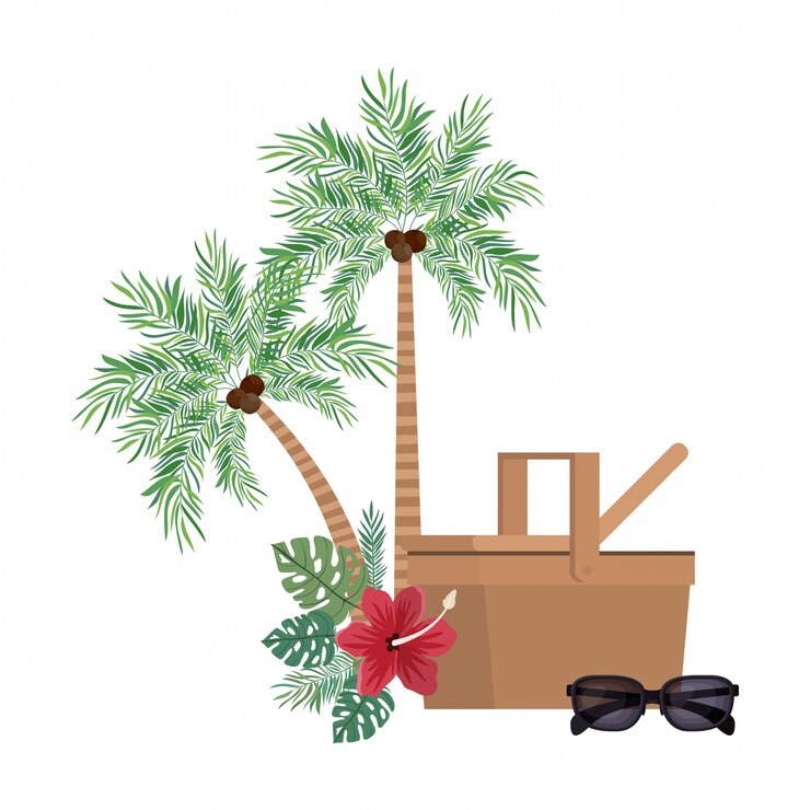 Free Vector straw picnic basket on white 