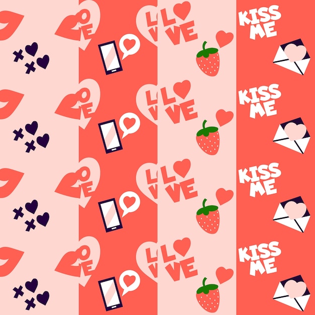 Free vector strawberries and love letters valentine pattern