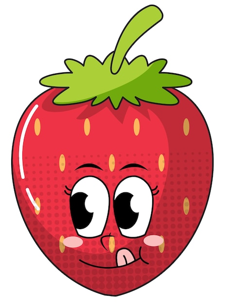 Strawberry cartoon character on white background