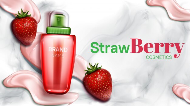 Free vector strawberry cosmetics bottle