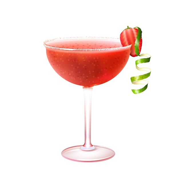 Free vector strawberry daiquiri cocktail realistic