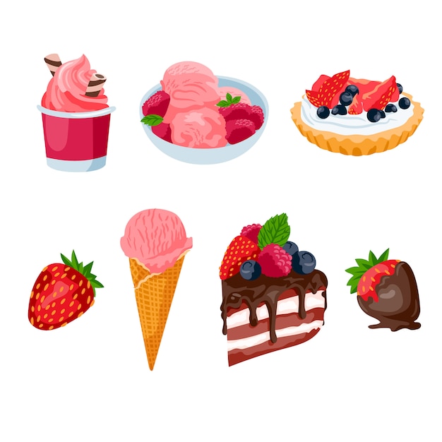 Free vector strawberry desserts