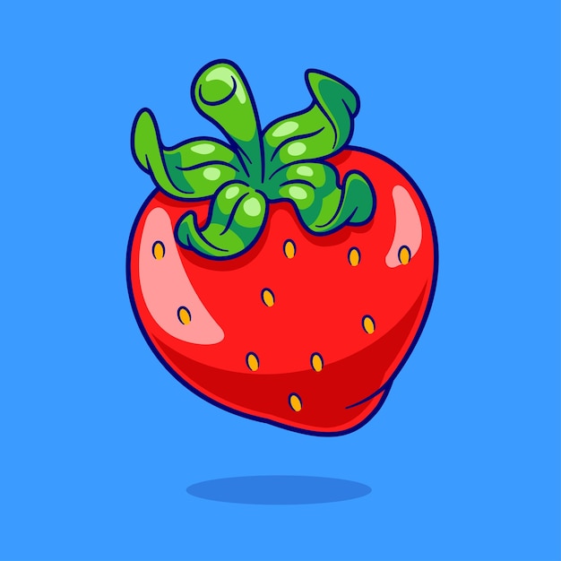 Free vector strawberry fruit floating cartoon vector icon illustration food object icon concept isolated flat