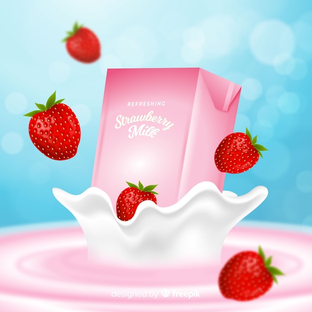 Strawberry milk advertisement background