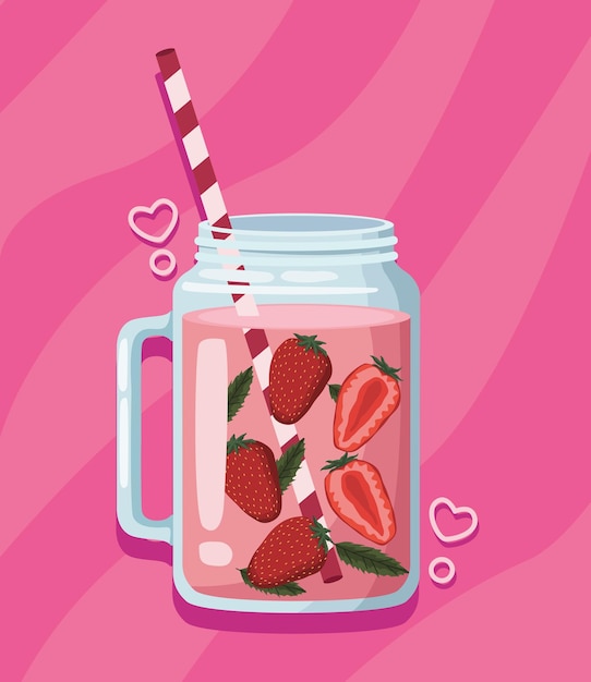 Strawberry Smoothie Cup with Straw - Free Download Images High