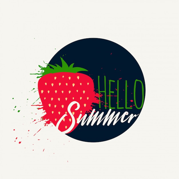 Free vector strawberry splash hello summer background