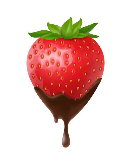 Strawberry with chocolate design