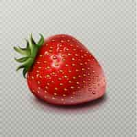 Free vector strawberry with green leaf isolated on transparent