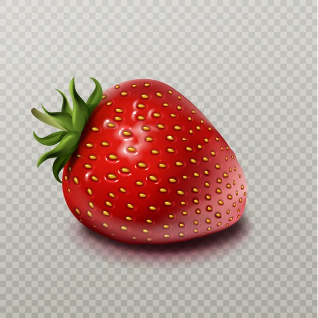 Strawberry with green leaf isolated on transparent