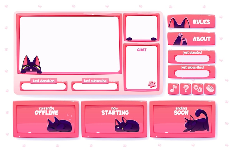 Free Vector stream overlay screen set