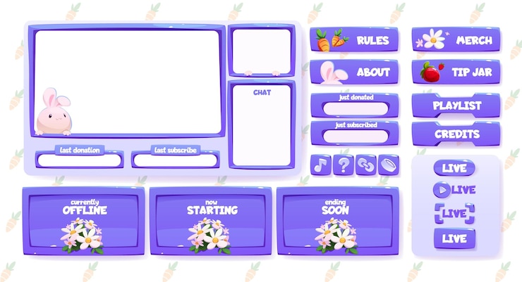 Free Vector stream overlay set with cute spring elements