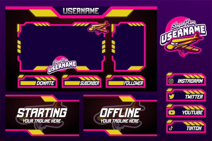 Free Vector stream overlay twitch gaming