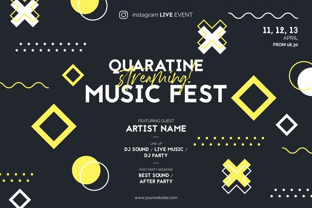 Streaming music fest poster for instagram live event