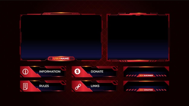 Free vector streaming panel overlay design template