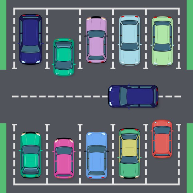 6種類の車のトップビュー 無料のベクター