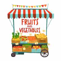 Free vector street cart with fruits