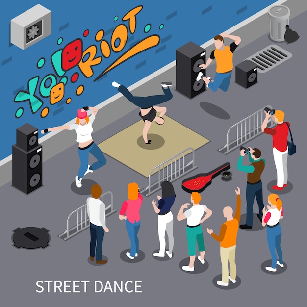 Vettore gratuito street dance composizione isometrica