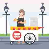 Free vector street food market illustration