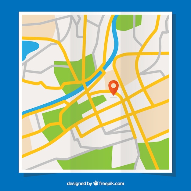 Free vector street map with pin in the middle