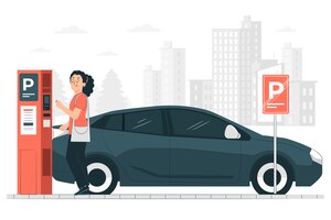 Free vector street paid parking concept illustration