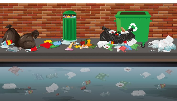 Free Vector street scene with rubbish