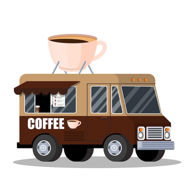 Street truck with coffee. hot tasty beverage