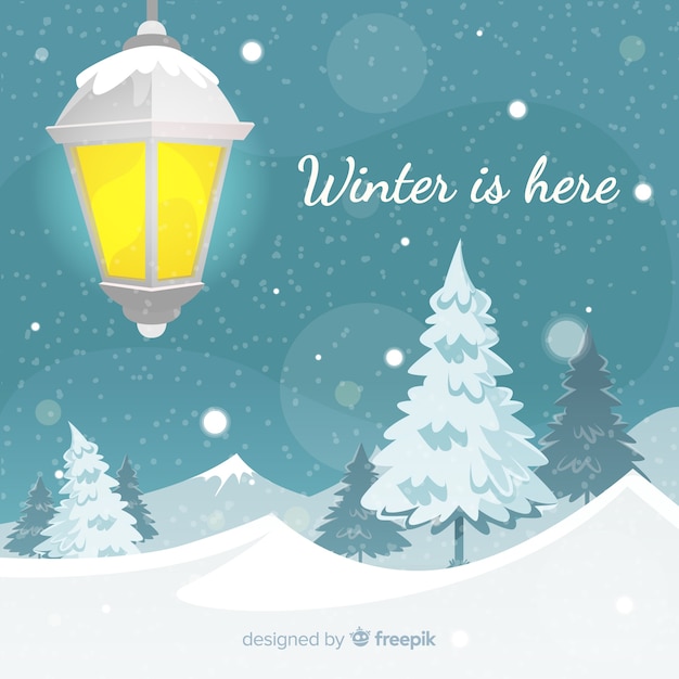 Free vector streetlamp winter background