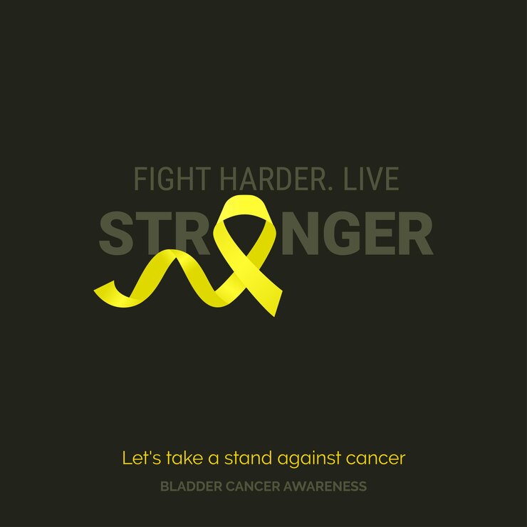 Free Vector strength in art bladder cancer awareness design template