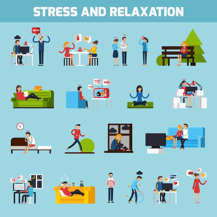 Free Vector stress and relaxation collection