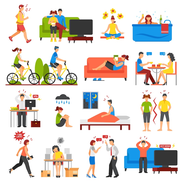 Free Vector stress and relaxation set