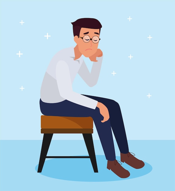 Free vector stressed employee in a chair resigns or is unemployed