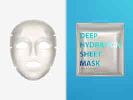 Бесплатное векторное изображение Стрейч-лист маска для лица и герметичный пластиковый чехол