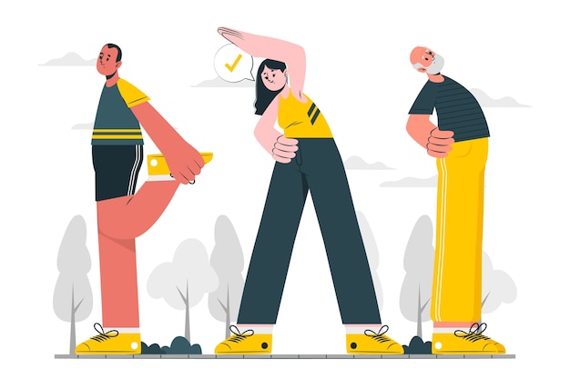 Free vector stretching exercises concept illustration