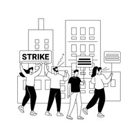 免费矢量罢工抽象的概念说明反全球化行动工会运动罢工员工停止工作行业堵塞停工工资纠纷抽象的隐喻