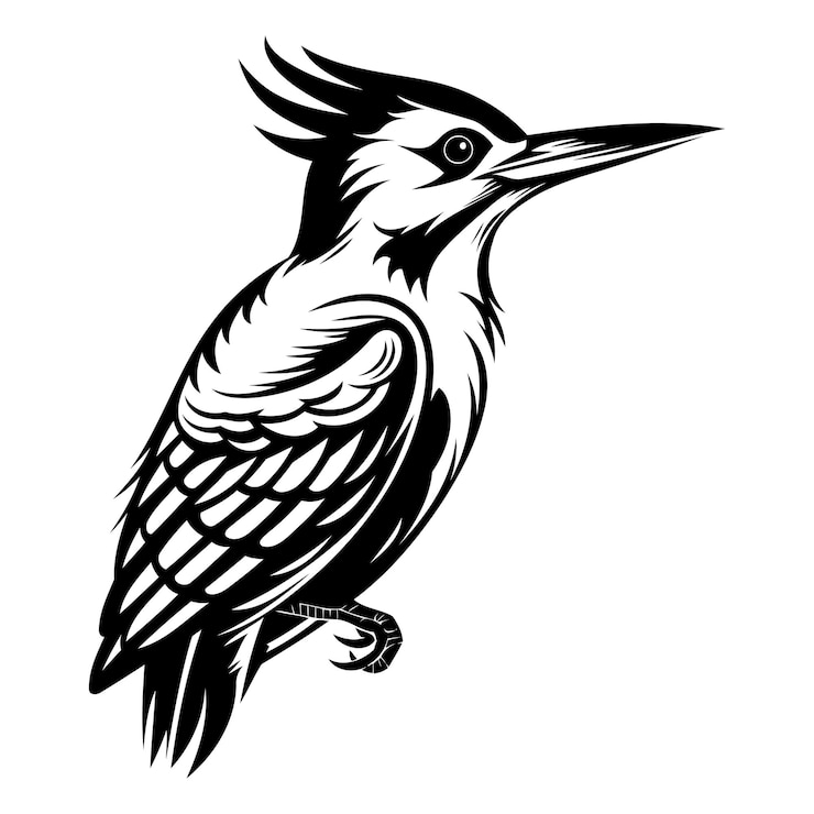 Free Vector a striking black and white illustration of a bird perfect for tattoo designs apparel and branding