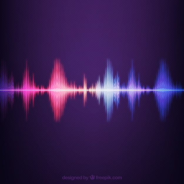 Striped background with colored sound wave