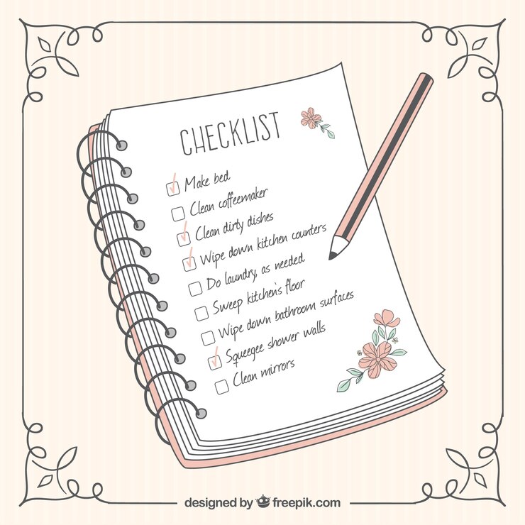Free Vector striped background with ornamental frame and cute checklist